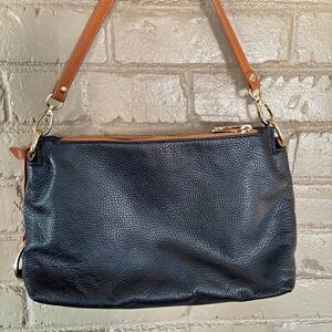 Valentina Black Italian Pebble Leather Shoulder Bag Excellent Condition